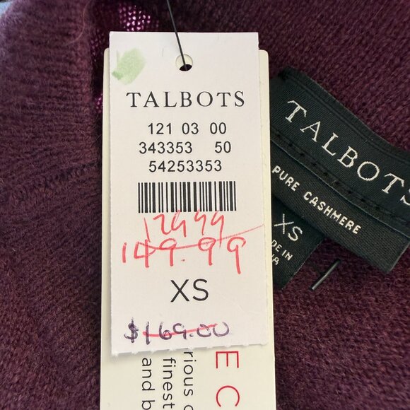 Talbots cashmere burgundy 3/4 sleeve pullover sweater women's size XS - Picture 7 of 10
